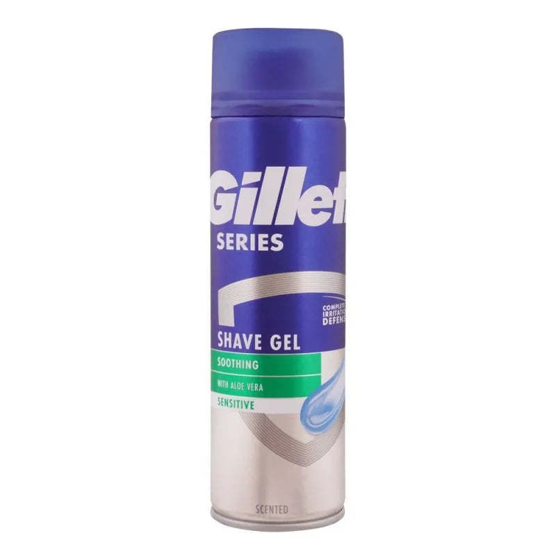 gillette series soothing with aloe vera sensitive shave gel, 200ml main image