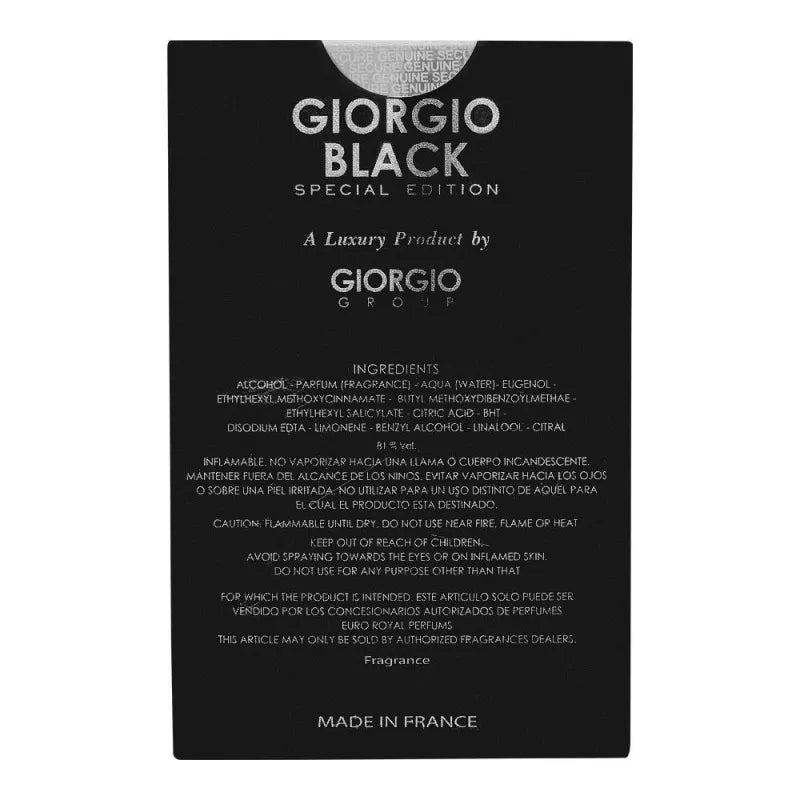 giorgio black special edition edp, fragrance for men, 100ml image2