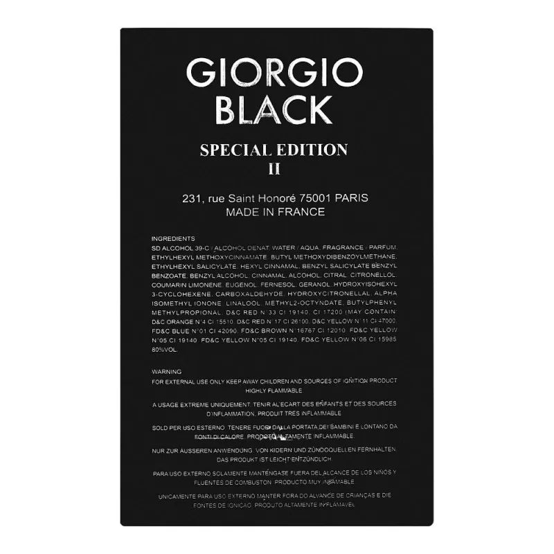 giorgio black special edition ii eau de parfum, fragrance for men, 100ml image2