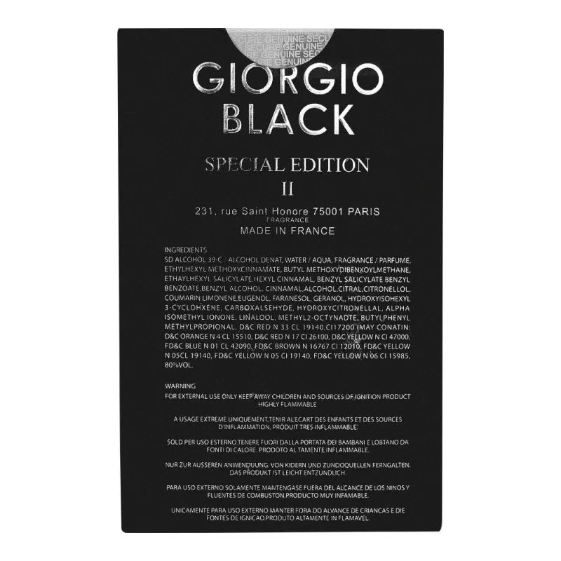 giorgio black special edition ii intense eau de parfum, fragrance for men, 100ml image2