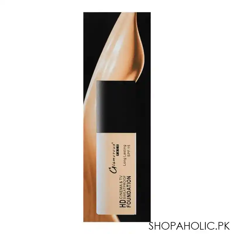 glamorous face hd cinema & tv waterproof long lasting foundation, 07 toffee, gf7822 image3