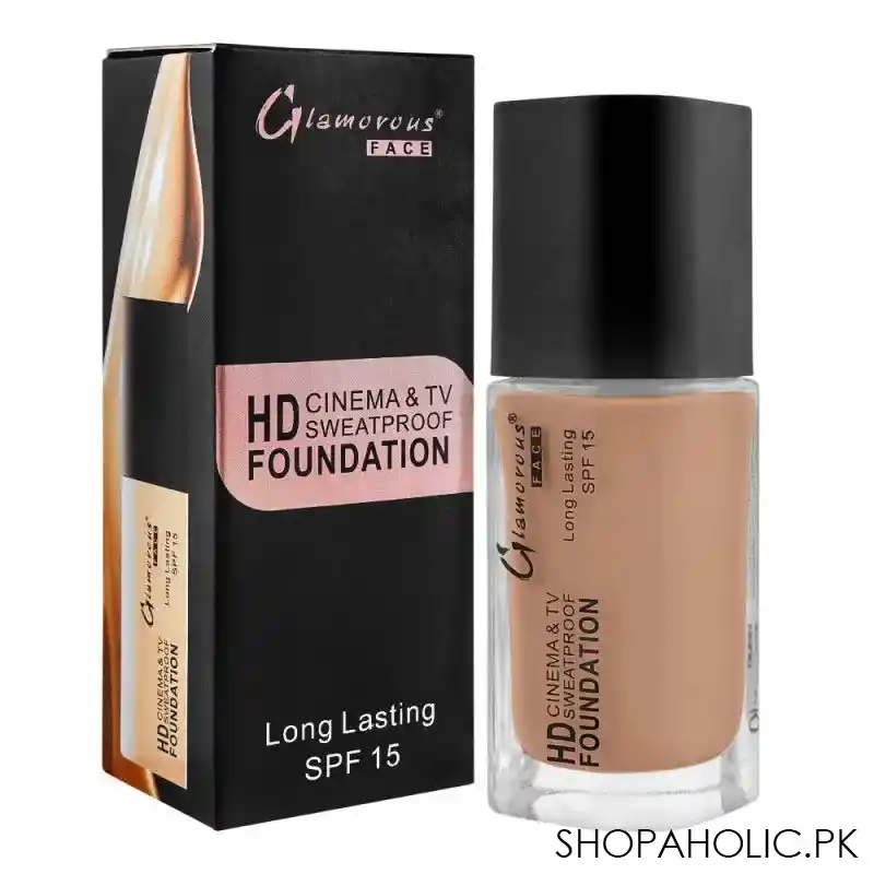 glamorous face hd cinema & tv waterproof long lasting foundation, 07 toffee, gf7822 main image