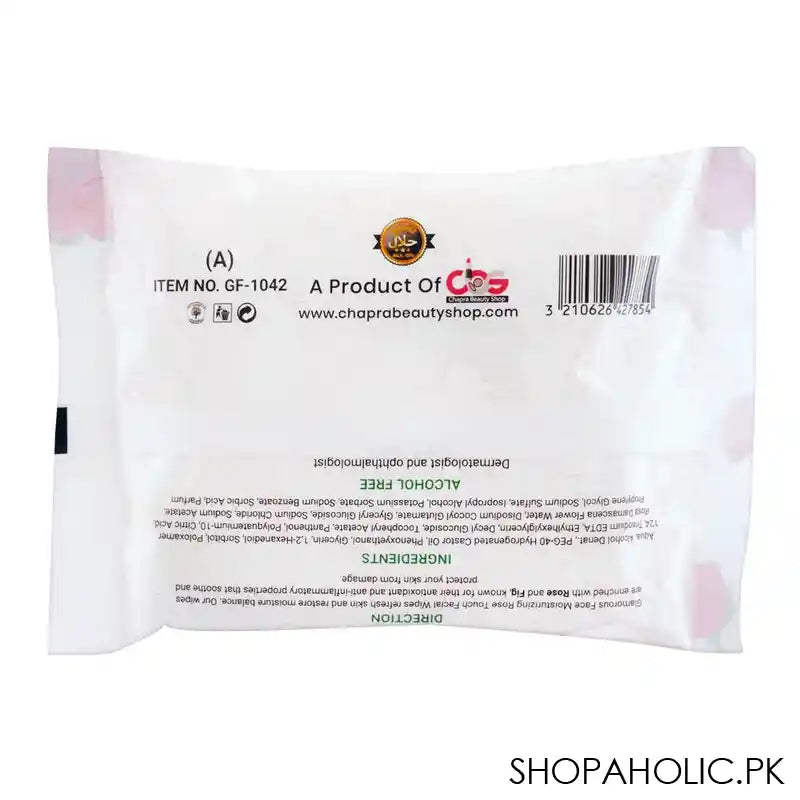 Glamorous Face Rose Touch Face And Body Cleansing Wipes, GF1042, 30-Pack - Image 3