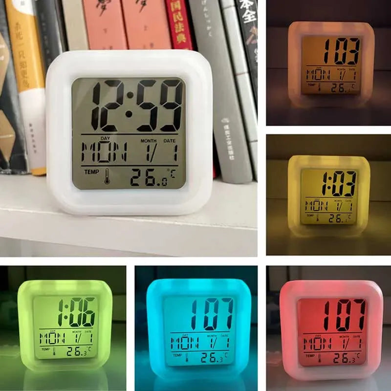 glowing led color change digital alarm clock image3