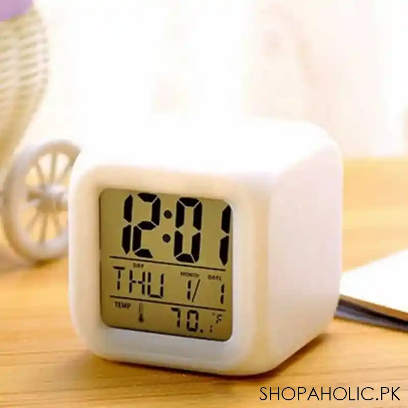 glowing led color change digital alarm clock main image