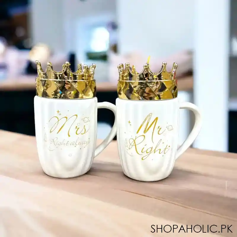 gold crown mr mrs ceramic mug main image