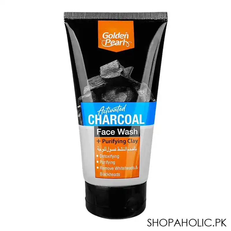 Golden Pearl Activated Charcoal+Purifying Clay Face Wash, Remove Whiteheads & Blackheads, 150ml - Image 2