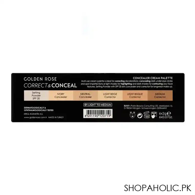 Golden Rose Correct & Conceal Concealer Cream Palette, 01 - Image 3