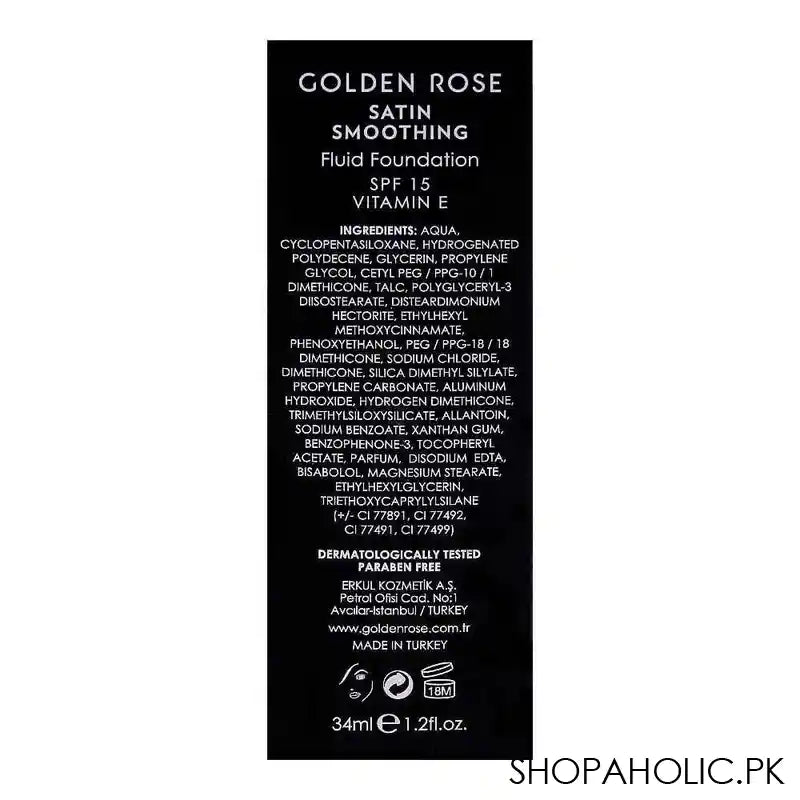 Golden Rose Satin Smoothing Fluid Foundation, 22, Paraben Free, SPF 15 - Image 2