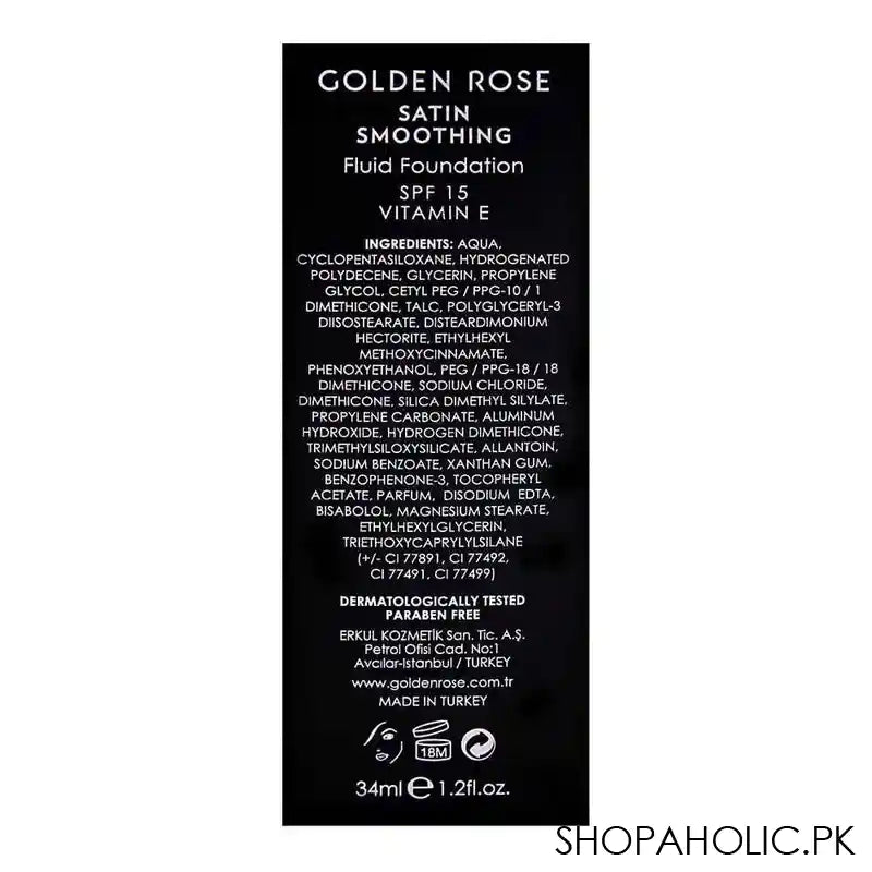 Golden Rose Satin Smoothing Fluid Foundation, 23, Paraben Free, SPF 15 - Image 2