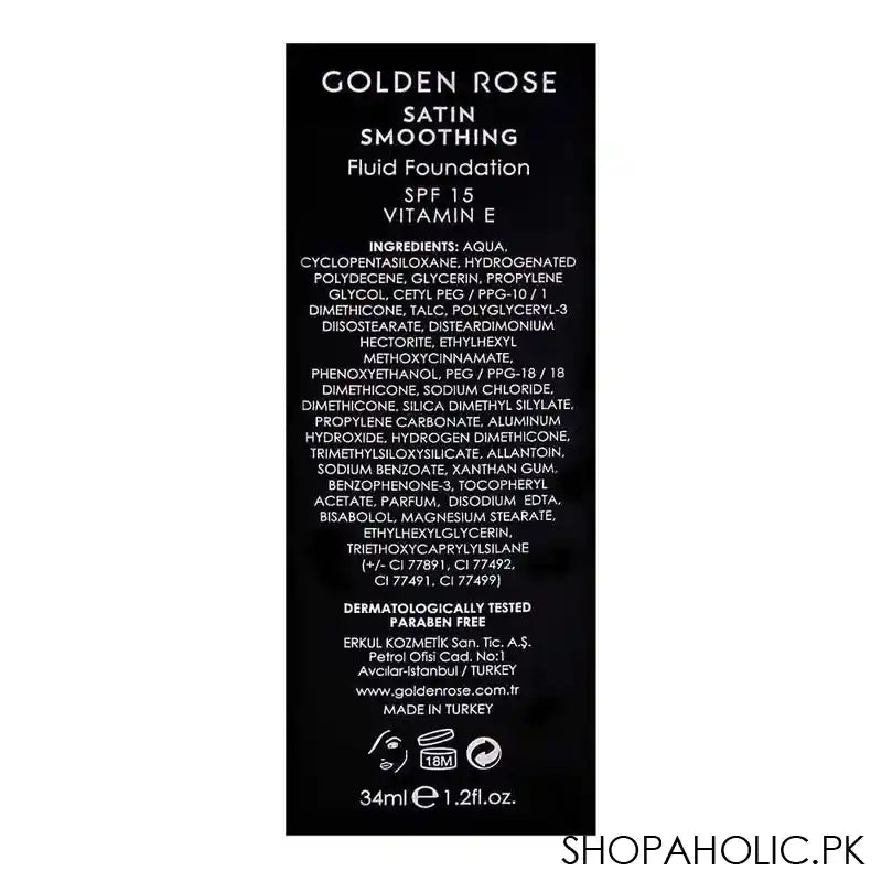 Golden Rose Satin Smoothing Fluid Foundation, 24, Paraben Free, SPF 15 - Image 3