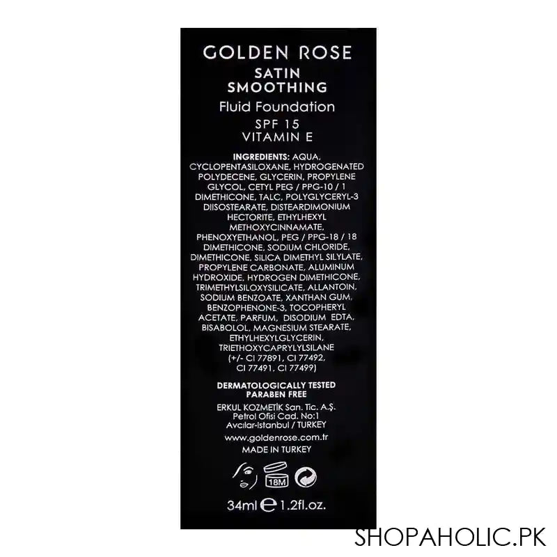 Golden Rose Satin Smoothing Fluid Foundation, 27, Paraben Free, SPF 15 - Image 3