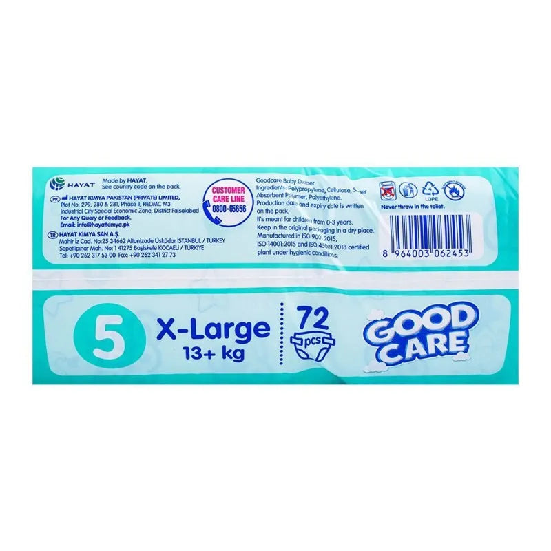 good care baby diaper no. 5 x large, 13+ kg, 72 pack image4