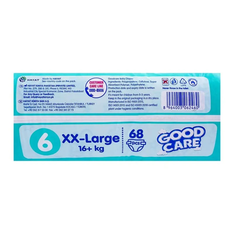 good care baby diaper no. 6, xx large size, 16 kg, 68 pack image4