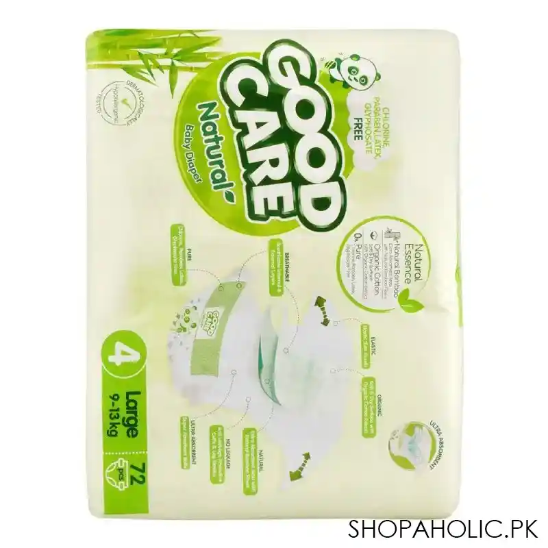 good care natural baby diaper no. 4, large, 9 13 kg, 72 pack image2