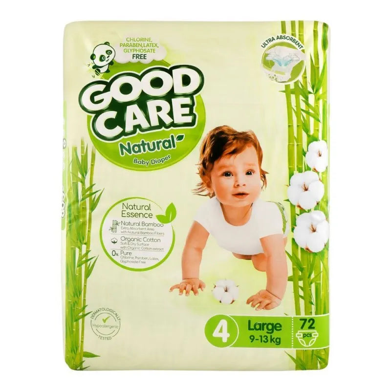 good care natural baby diaper no. 4, large, 9 13 kg, 72 pack main image