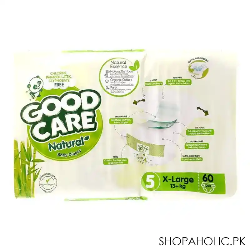 good care natural baby diaper no. 5, x large 13+ kg, 60 pack image2