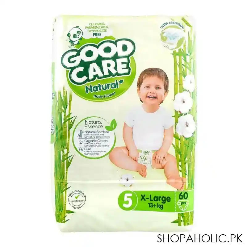 good care natural baby diaper no. 5, x large 13+ kg, 60 pack main image