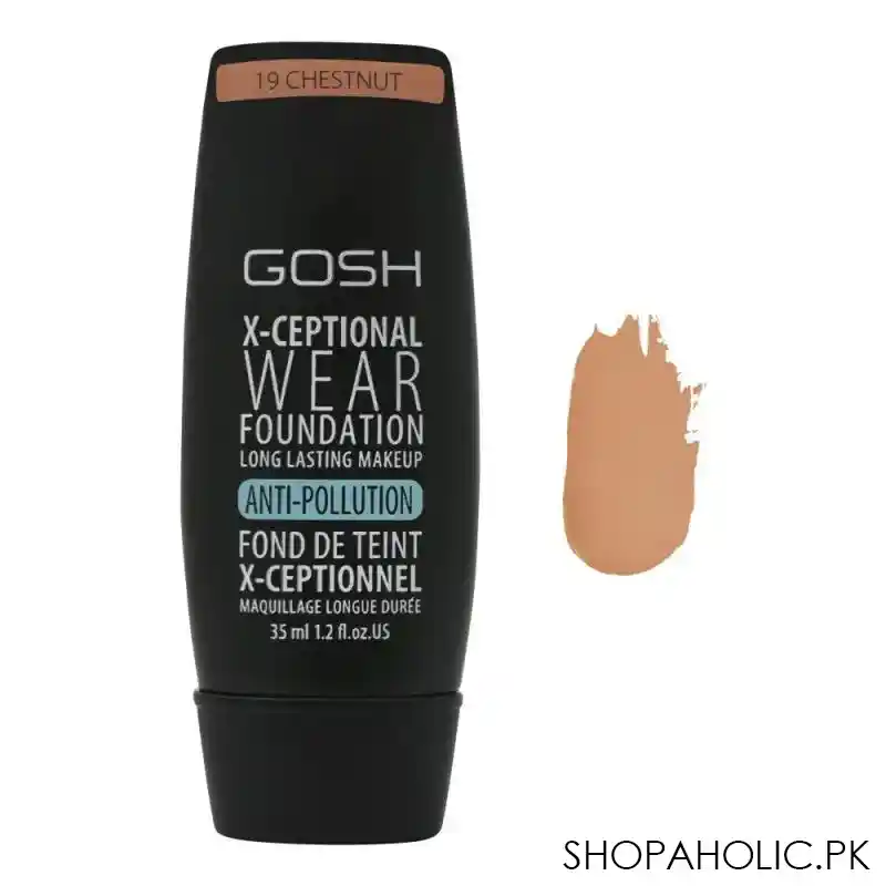 gosh x ceptional wear foundation, 19 chestnut, 35ml main image