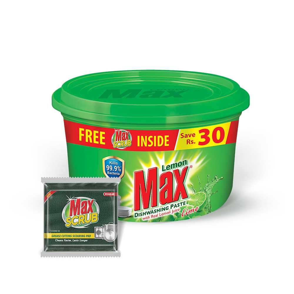 Max Lemon Dishwashing Paste Lime, Green, With Real Lemon Juice, Tough On Grease, Soft On Hands, With Glycerin, 750g - Main Image