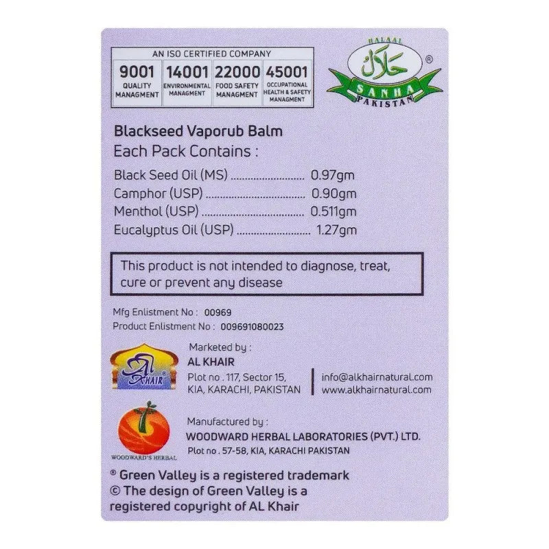 green valley blackseed vapo rub balm, 20g image3