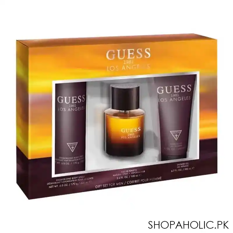 guess 1981 los angeles set for men, eau de toilette, 100ml + body spray, 226ml + shower gel, 200ml main image