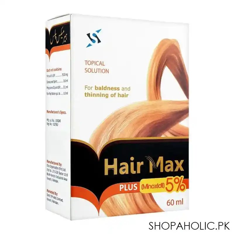 hair max plus, 5% minoxidil, tropical solution for baldness & thinning of hair, 60ml main image