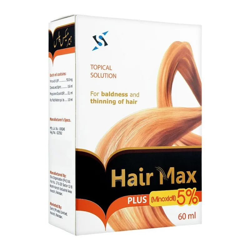 hair max plus, 5% minoxidil, tropical solution for baldness & thinning of hair, 60ml main image