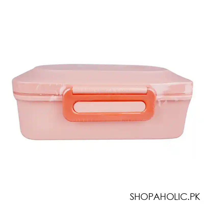 Hello Kitty Plastic Lunch Box, 3 Compartments, Spoon & Fork, 1100ml, Pink, 7.3in (H) x 4.5in (W) x 2.2in (D), Tq-158 - Image 3