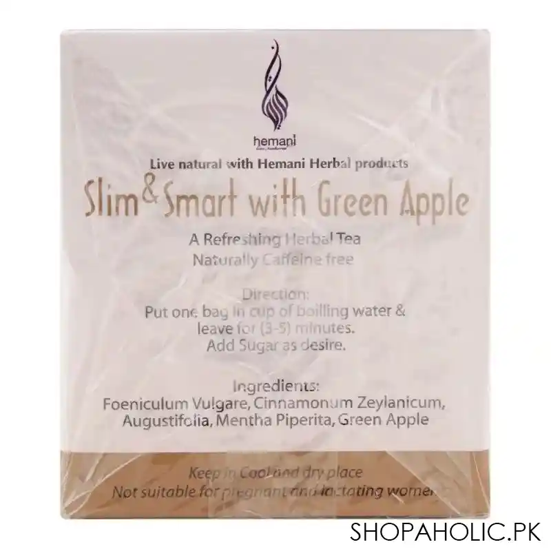 hemani slim & smart green apple herbal tea bags, 20 pack image3