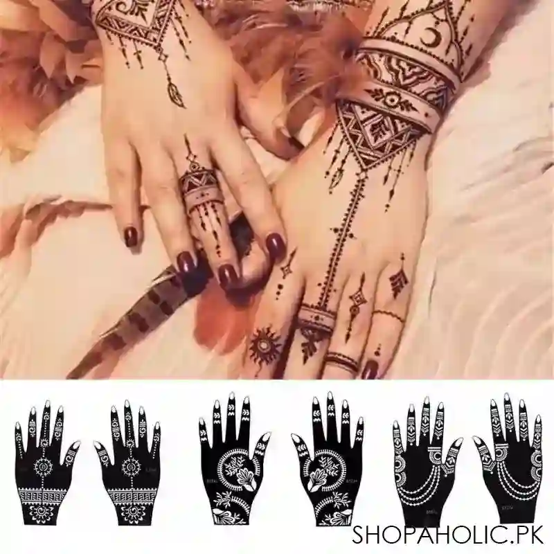 henna stencil temporary hand tattoo main image