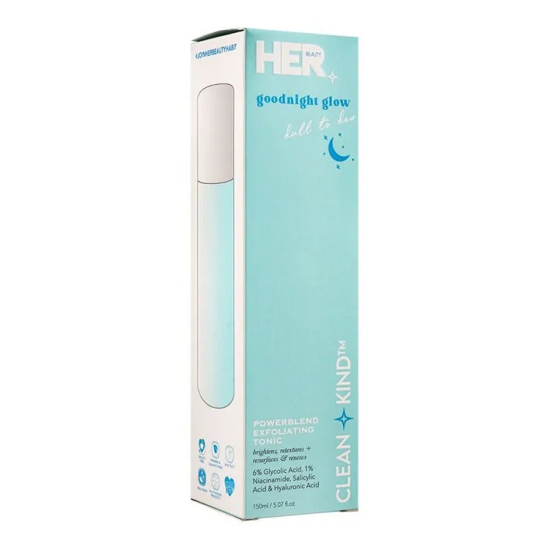 her beauty goodnight glow dull to dew power blend exfoliating tonic, 150ml image2