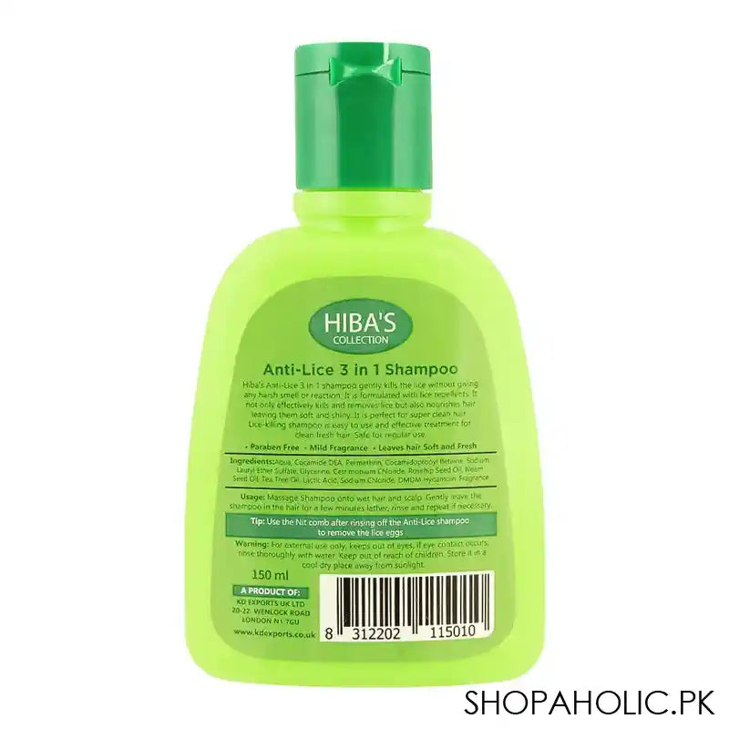 Hiba's Collection Anti Lice 3-in-1 Shampoo, 150ml - Image 2