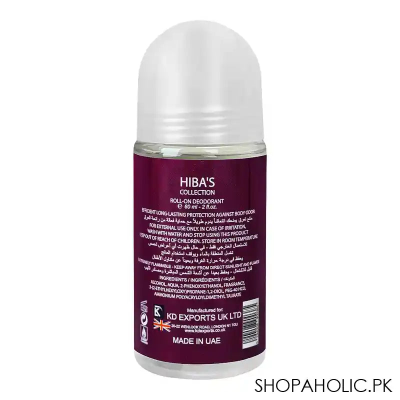 Hiba's Collection Ephoral Deodorant Roll On, For Women, 60ml - Image 2