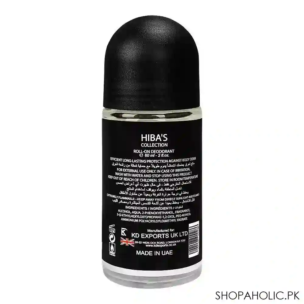 hiba's collection blue de blue deodorant roll on, for men, 60ml image2