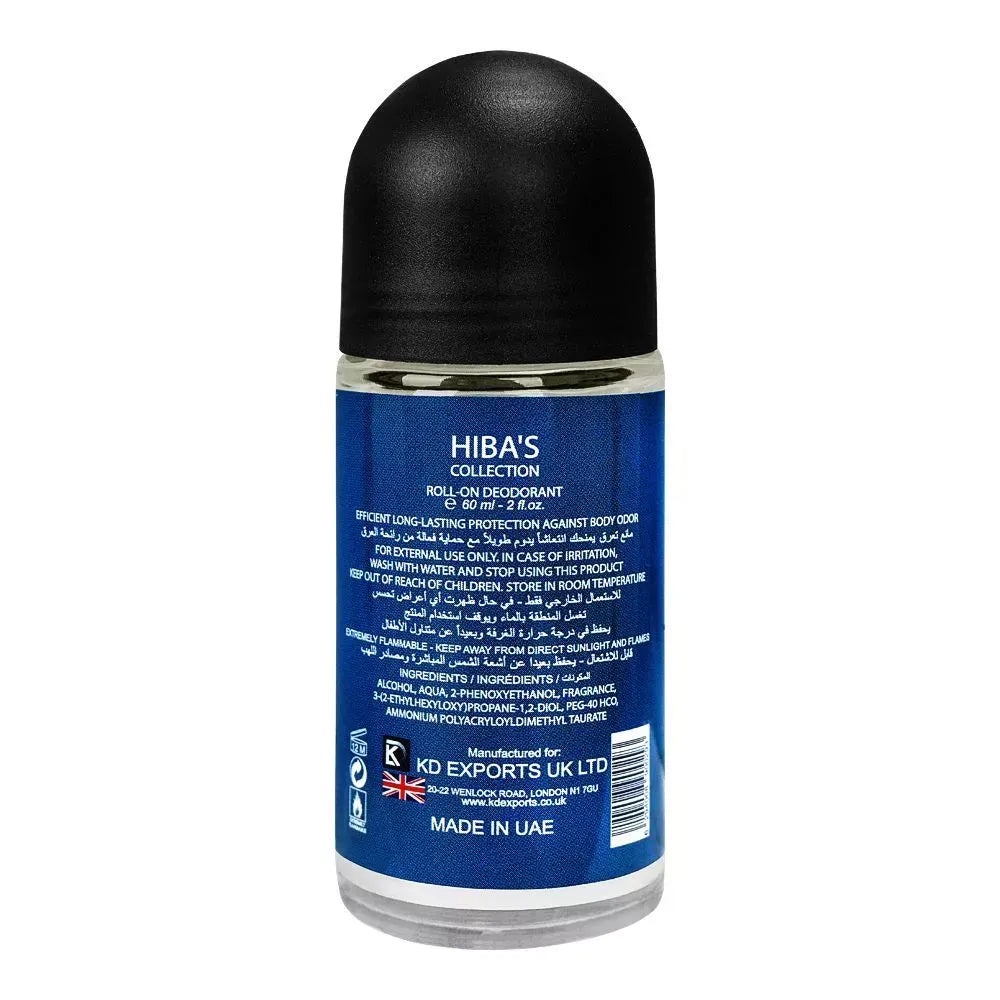 hiba's collection cools wow deodorant roll on, for men, 60ml image2