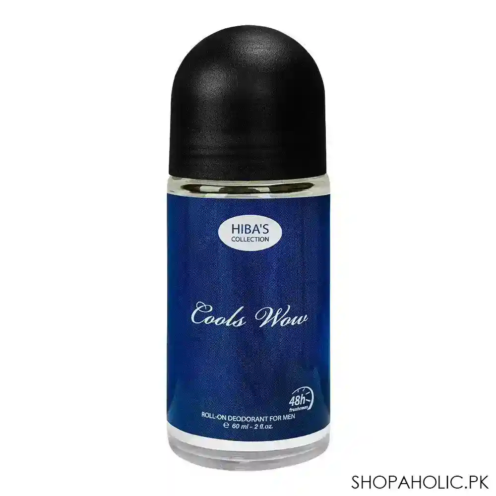 hiba's collection cools wow deodorant roll on, for men, 60ml main image