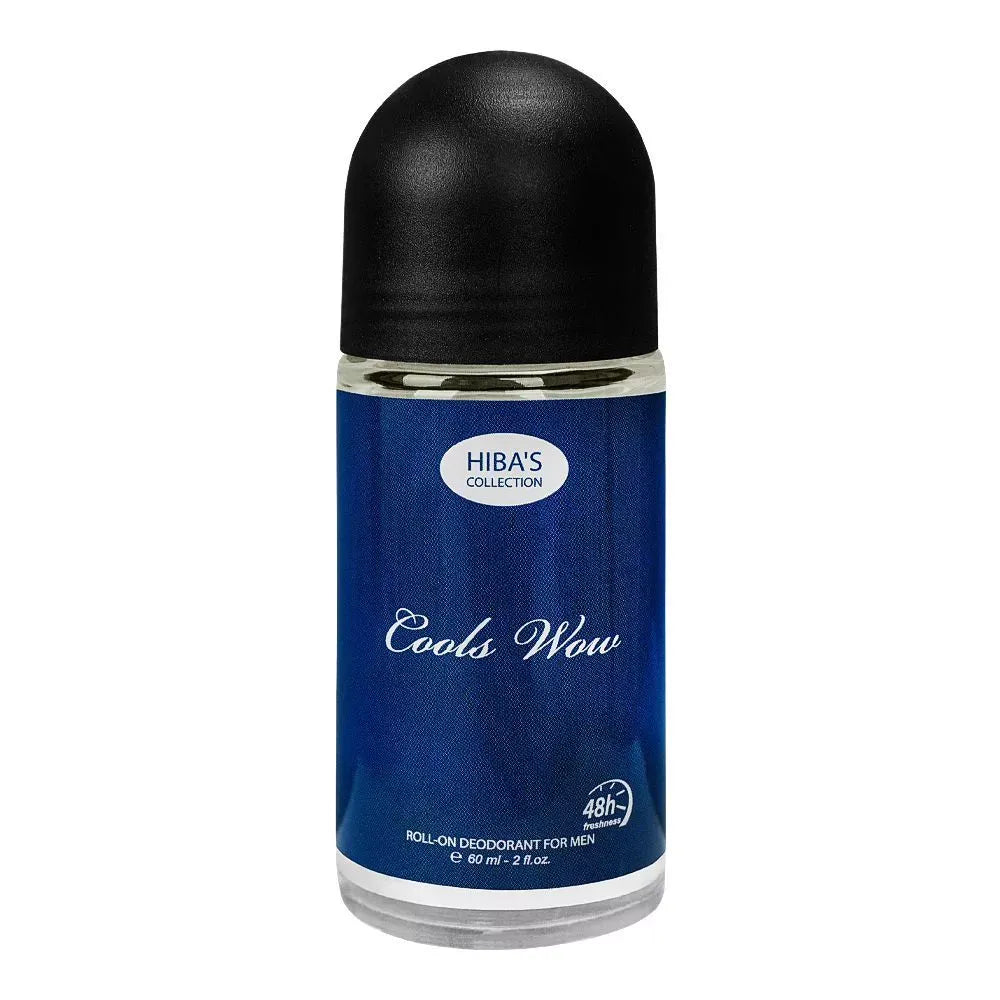 hiba's collection cools wow deodorant roll on, for men, 60ml main image