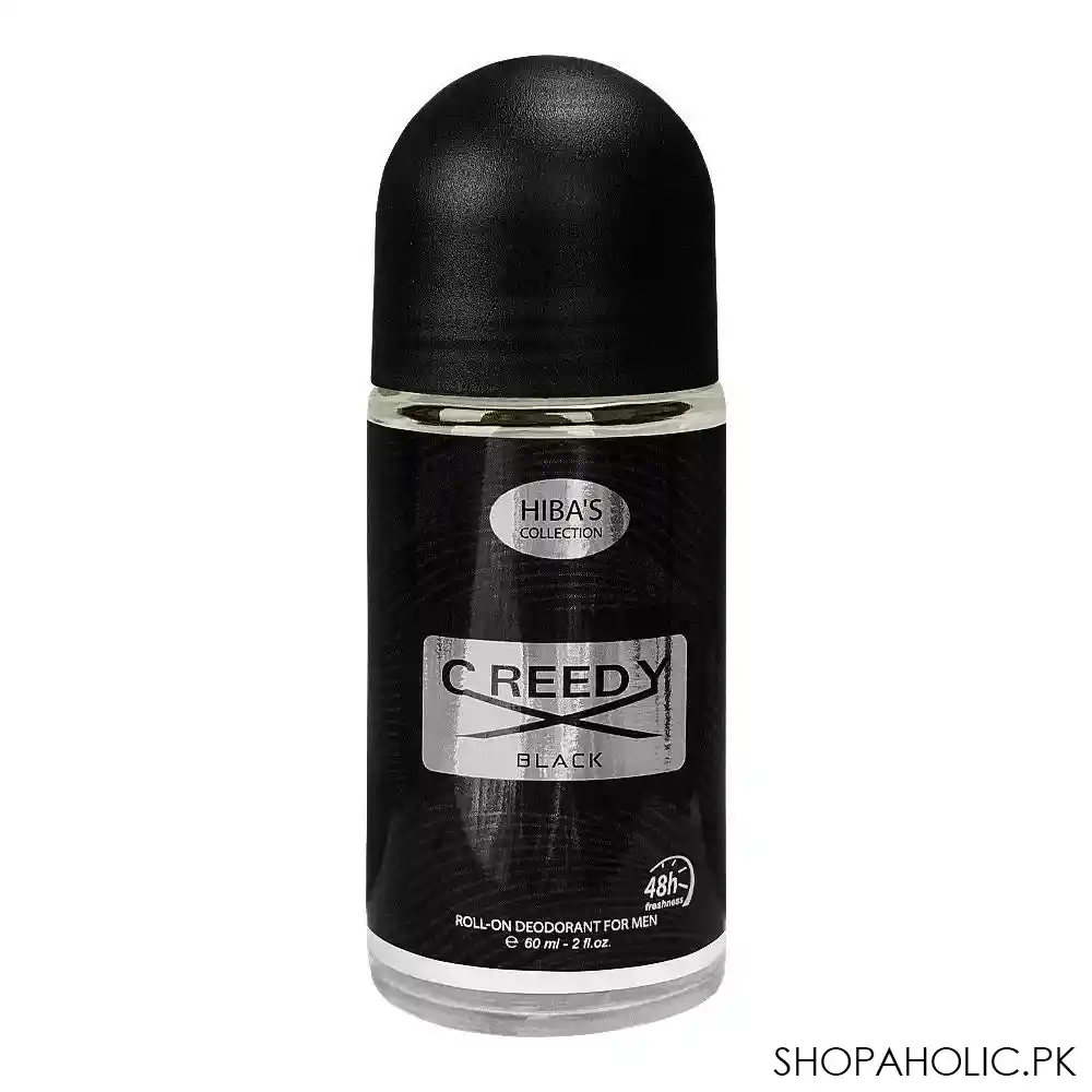 hiba's collection creedy black deodorant roll on, for men, 60ml main image