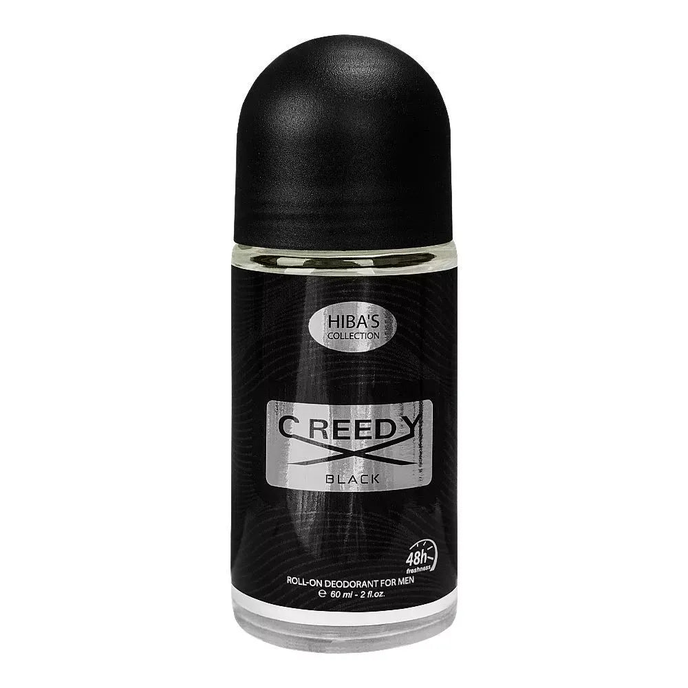 hiba's collection creedy black deodorant roll on, for men, 60ml main image