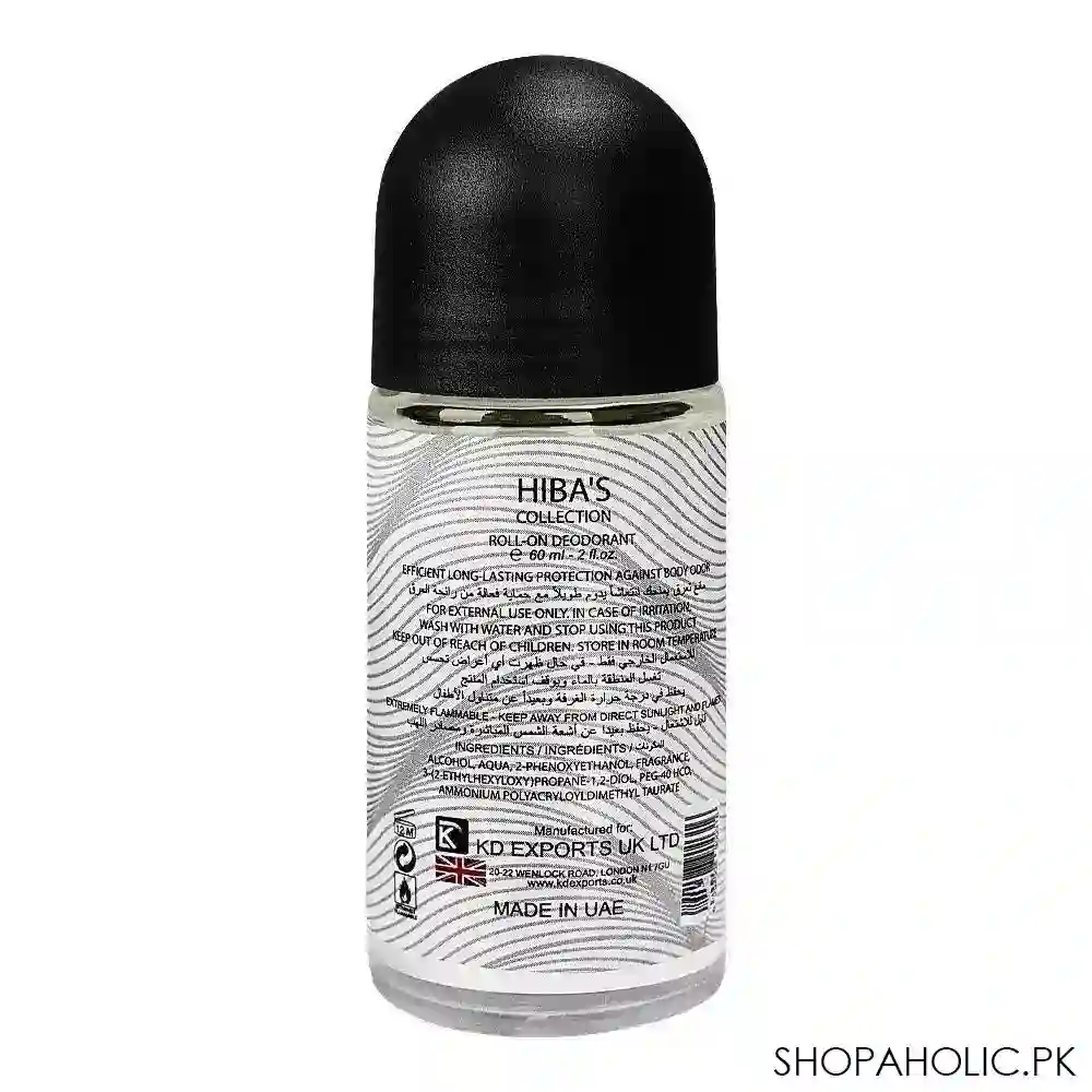 hiba's collection creedy silver deodorant roll on, for men, 60ml image2