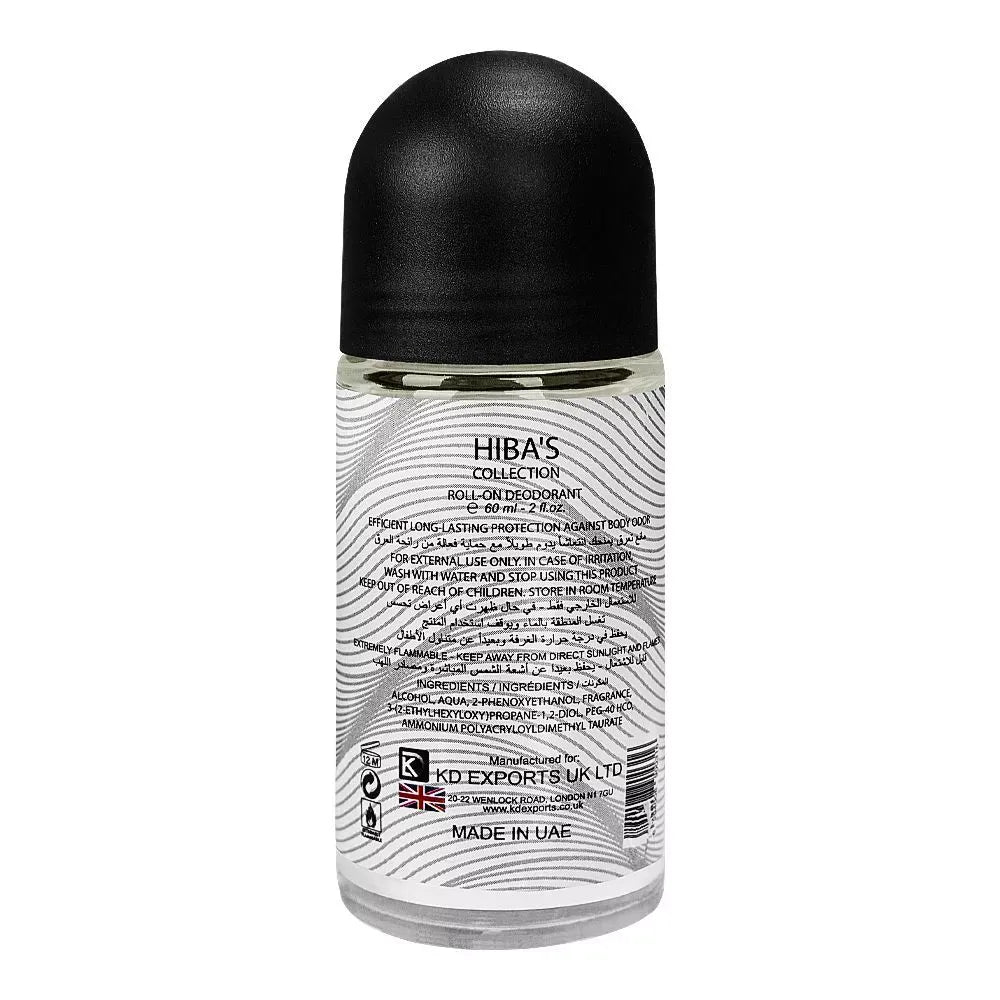 hiba's collection creedy silver deodorant roll on, for men, 60ml image2