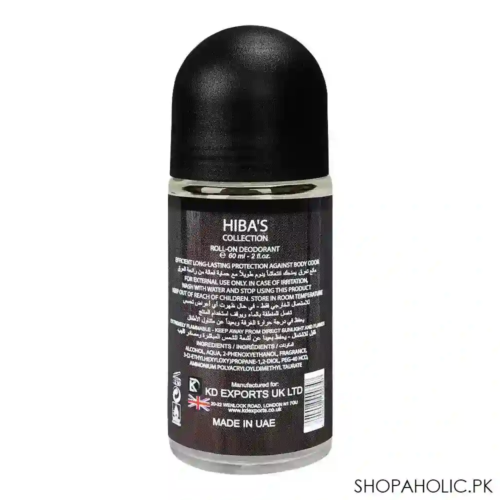 hiba's collection three d homme paris deodorant roll on, for men, 60ml image2