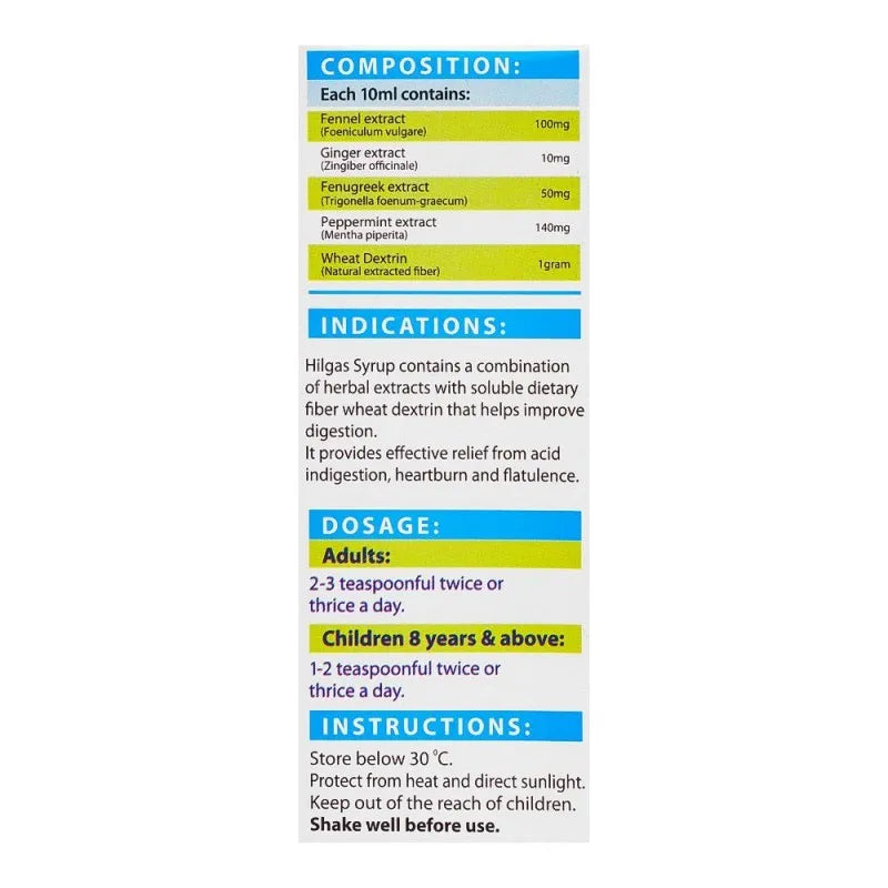 hilton pharma hilgas syrup, 120ml image3