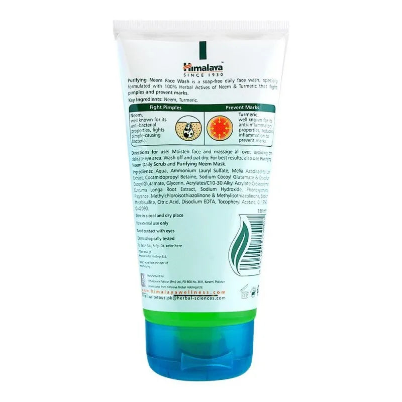 himalaya purifying neem face wash, soap free, normal to oily skin, 150ml image2