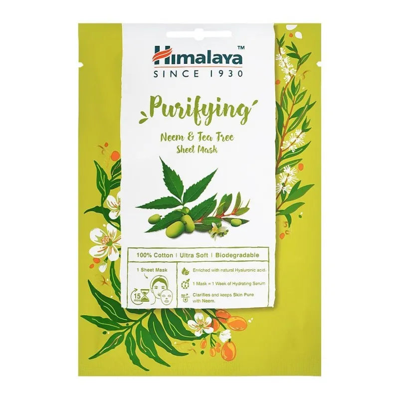 himalaya purifying neem & tea tree sheet face mask, 30ml main image