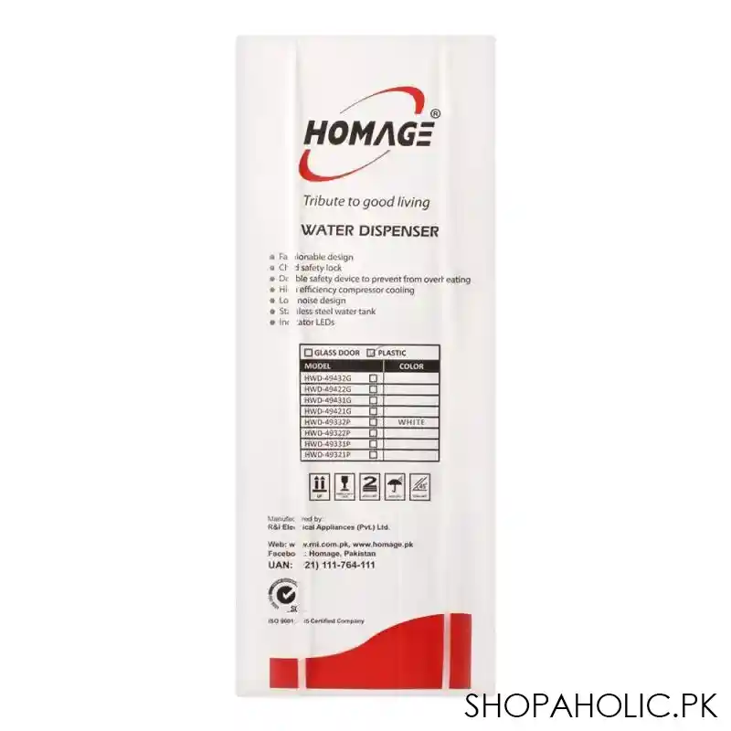 homage water dispenser, white, hwd 49332 image3