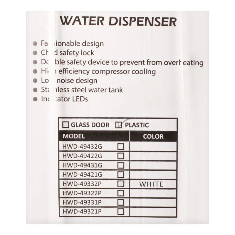 homage water dispenser, white, hwd 49332 image4