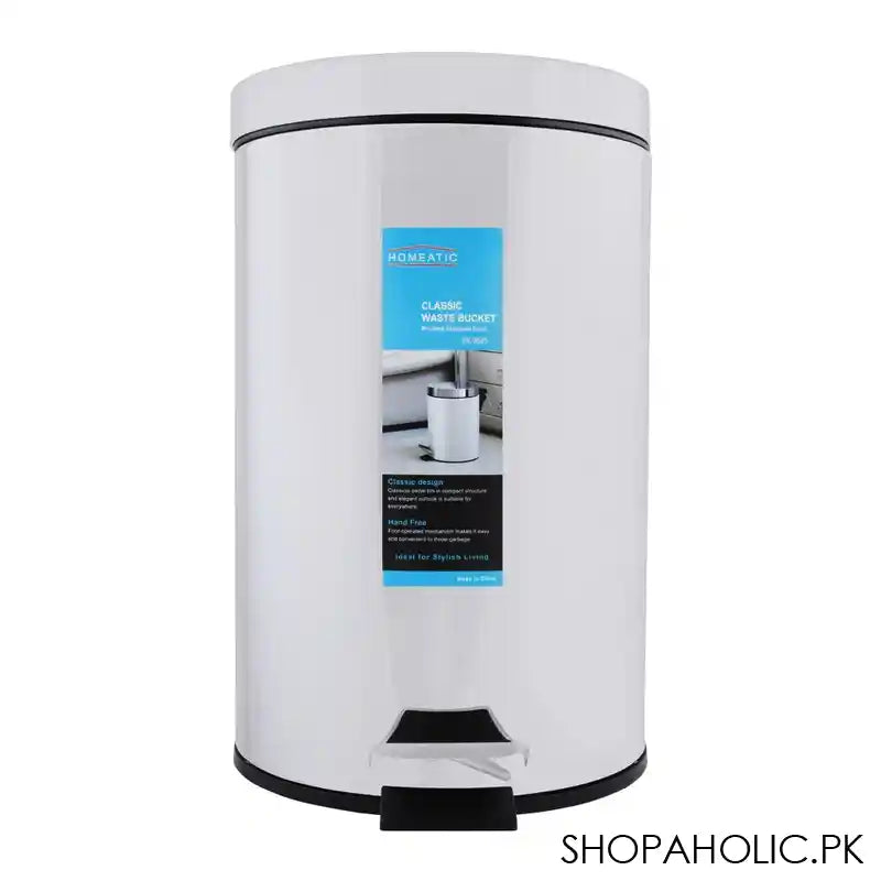 Homeatic Classic Steel Waste Bin, 20 Liters, EK-9625-20 - Image 2