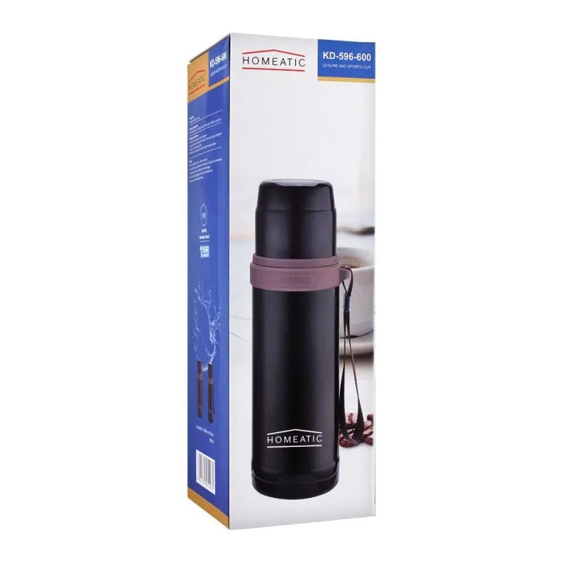 homeatic leisure & sports cup steel water bottle, black, 600ml, kd 596 image2